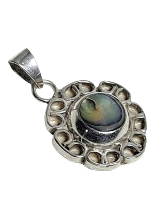 Jewelry - Elegant Sterling Silver Pendant with Abalone Stone